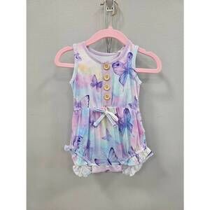NEW CHARLIES PROJECT girl's butterfly wish bamboo bubble romper in purple